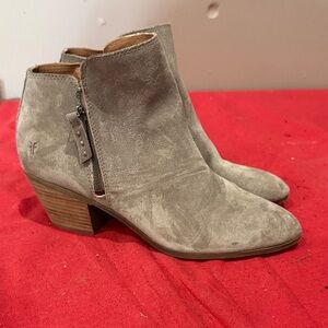 Frye Light Gray Suede Ankle Booties